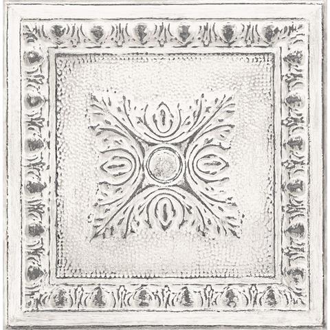 Restored Tin Ceiling Look Wallpaper 24031 White/Silver