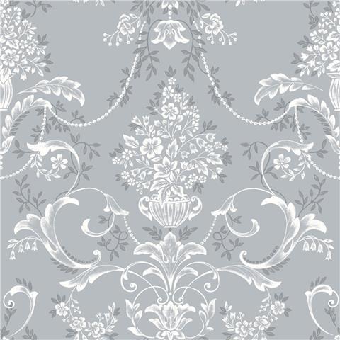 Rasch Elegant Homes Wallpaper Amelie Damask 260246 Dusky Blue