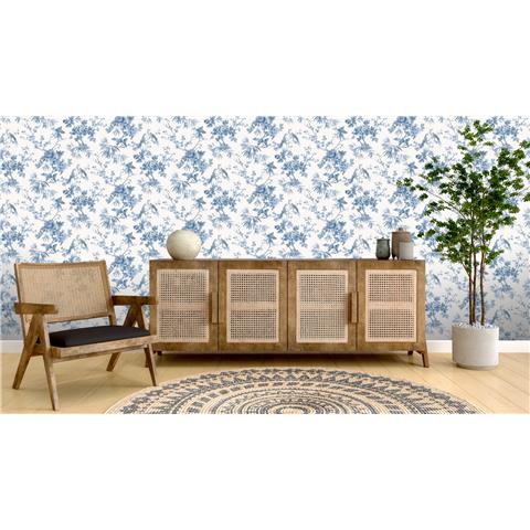 Rasch Elegant Homes Wallpaper Amelie Chinoiserie 260554 Blue/White