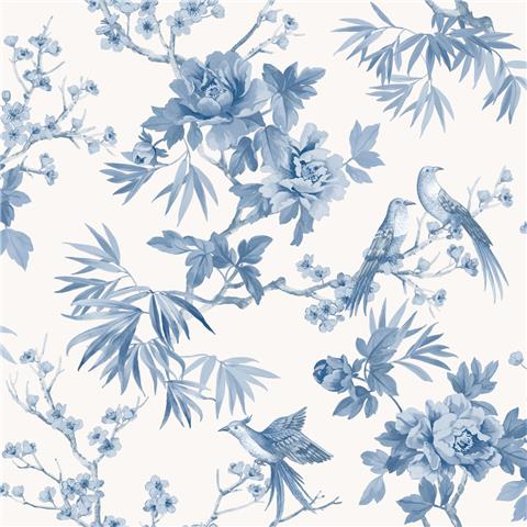 Rasch Elegant Homes Wallpaper Amelie Chinoiserie 260554 Blue/White