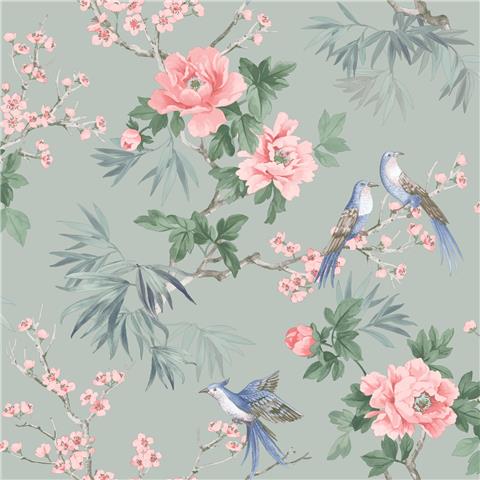 Rasch Elegant Homes Wallpaper Amelie Chinoiserie 260568 Sage