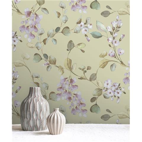 Rasch Elegant Homes Wallpaper Rosalie floral 260652 Sage/Lilac