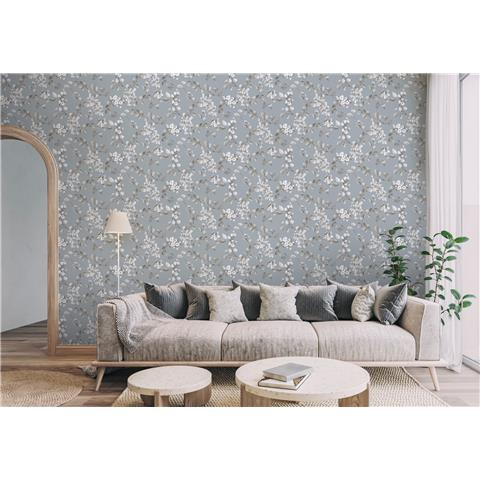 Rasch Elegant Homes Wallpaper Rosalie floral 260659 Powder Blue