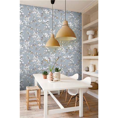 Rasch Elegant Homes Wallpaper Rosalie floral 260659 Powder Blue