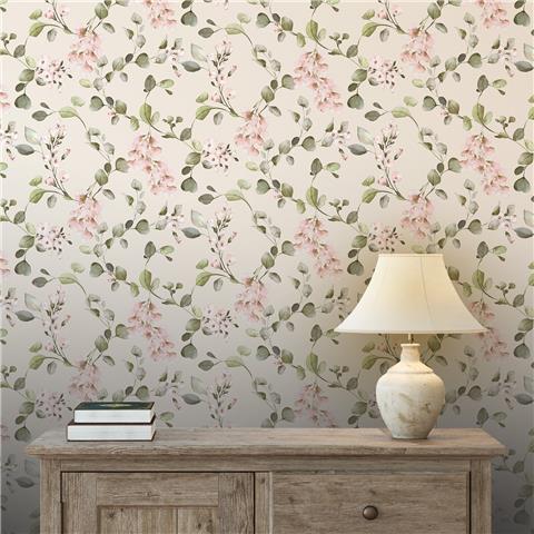 Rasch Elegant Homes Wallpaper Rosalie floral 260666 Cream/Pink