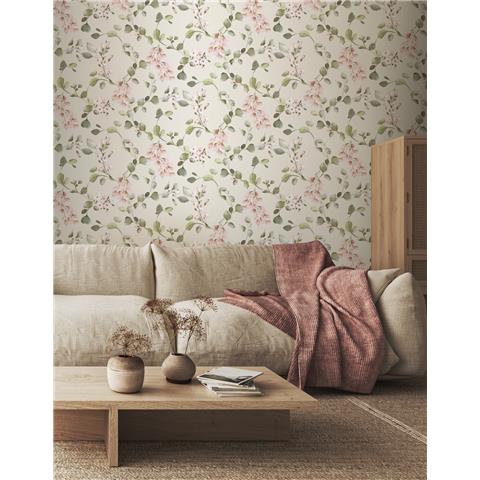 Rasch Elegant Homes Wallpaper Rosalie floral 260666 Cream/Pink