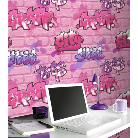 Rasch Graffiti Wallpaper Pink 272918