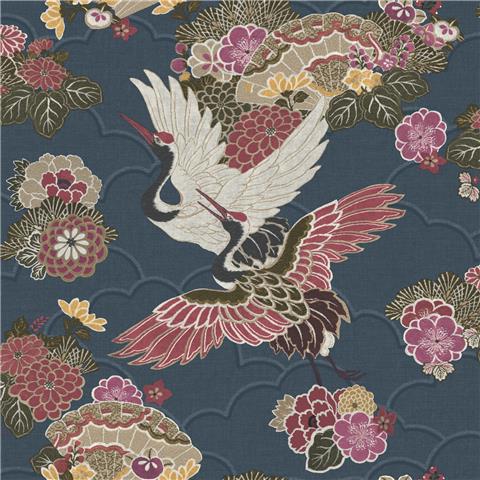Rasch Elegant Homes Kyoto Cranes wallpaper 282763 Navy