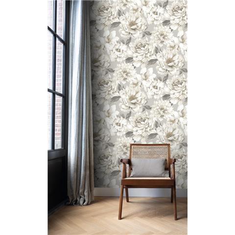 Design Library Large Floral Wallpaper 283777 Taupe