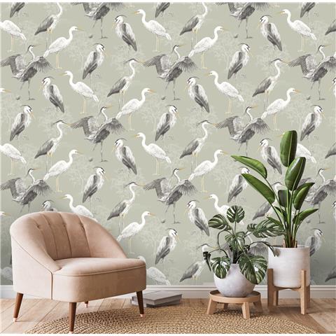 Design Library Heron Wallpaper 283951 Sage Green