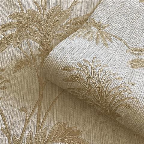 Zambaiti Parati Grasscloth Leaf Wallpaper 2913 Cream