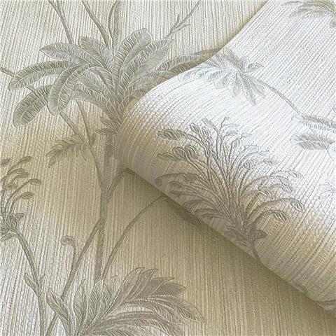 Zambaiti Parati Grasscloth Leaf Wallpaper 2914 Silver