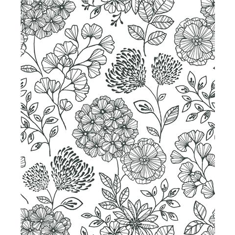 A Street Prints Scott Living II Wallpaper Ada Floral 26203 Black