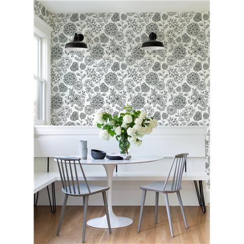 A Street Prints Scott Living II Wallpaper Ada Floral 26203 Black