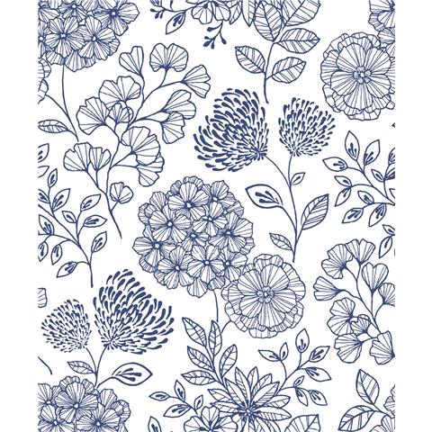 A Street Prints Scott Living II Wallpaper Ada Floral 26205 Blue