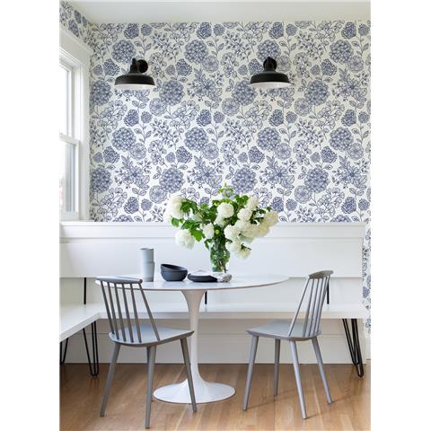 A Street Prints Scott Living II Wallpaper Ada Floral 26205 Blue