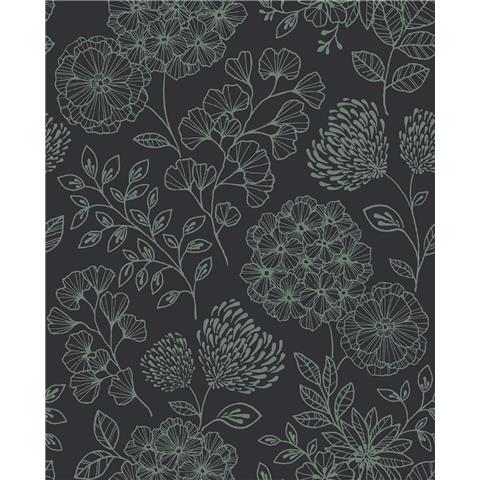 A Street Prints Scott Living II Wallpaper Ada Floral 26206 Midnight