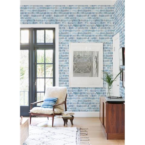 A Street Prints Scott Living II Wallpaper Brynne Block 26224 Indigo