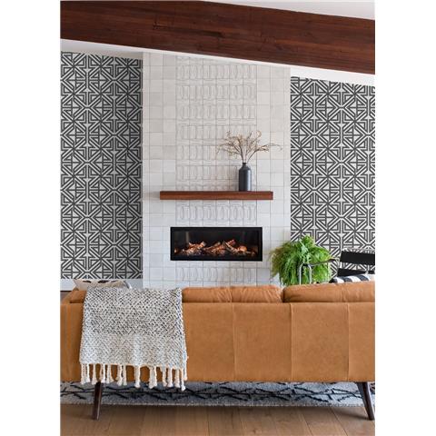 A Street Prints Scott Living II Wallpaper Kachel Geo 26231 Black