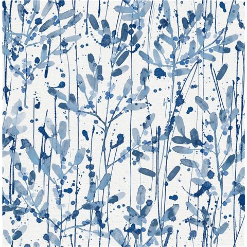 A Street Prints Scott Living II Wallpaper Leandra Floral 26237 Indigo