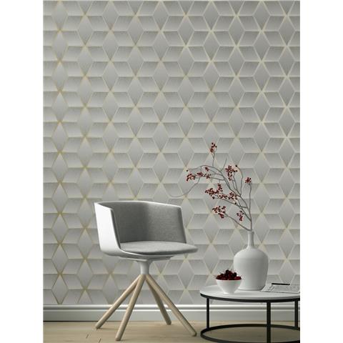 Rasch Luxor 3D Geometric Wallpaper 310610 Grey