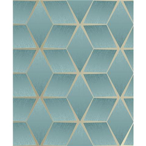 Rasch Luxor 3D Geometric Wallpaper 310627 teal