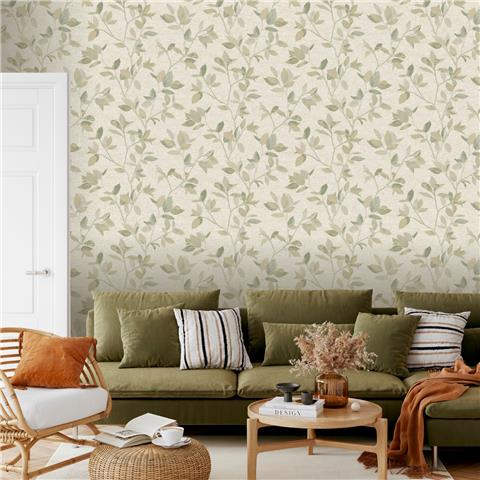 Rasch Elegant Homes Silver Birch Wallpaper 311433 Green