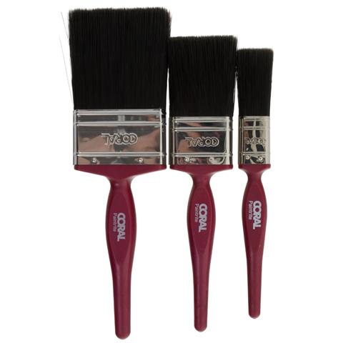 Coral Paintrite Paint Brushes for All Purpose Trade Painting 3 piece pack set