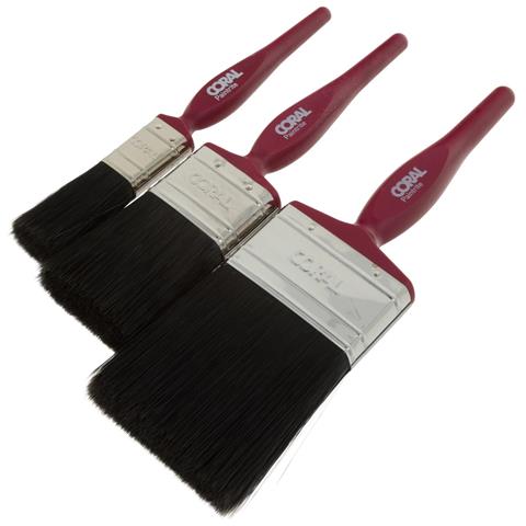 Coral Paintrite Paint Brushes for All Purpose Trade Painting 3 piece pack set