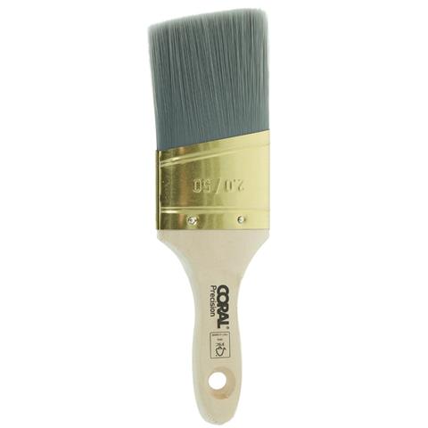 Coral Precision Angled Oval Stubby Paint Brush with Platinum Easy Clean Filaments 2 inch