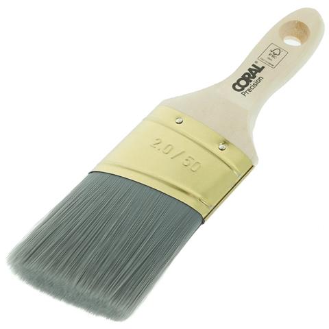 Coral Precision Angled Oval Stubby Paint Brush with Platinum Easy Clean Filaments 2 inch
