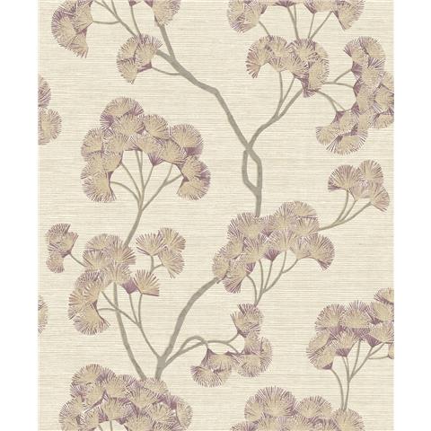 Rasch Elegant Homes Ginkgo Wallpaper 316001 Mauve