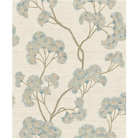 Rasch Elegant Homes Ginkgo Wallpaper 316018 Teal