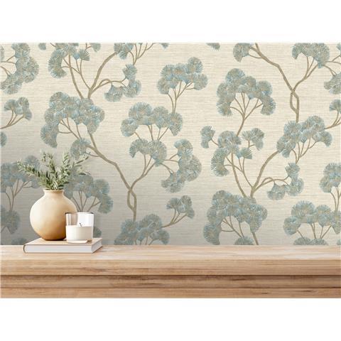 Rasch Elegant Homes Ginkgo Wallpaper 316018 Teal