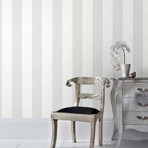 Super Fresco Easy Innocence Wallpaper Calico Stripe 32-780 Grey