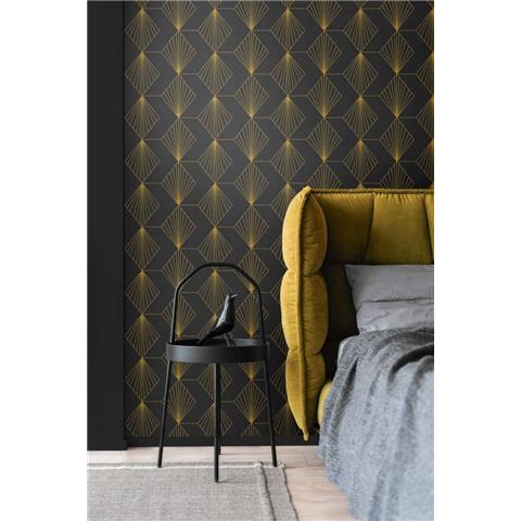 AS Creations French Affair Art Deco Style Wallpaper 361562 Black/Gold