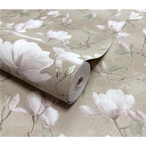 Holden Opus Eleganza Petalina Heavyweight Vinyl Wallpaper 36400 Beige/Pink