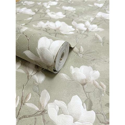 Holden Opus Eleganza Petalina Heavyweight Vinyl Wallpaper 36401 Sage