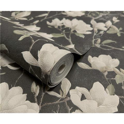 Holden Opus Eleganza Petalina Heavyweight Vinyl Wallpaper 36403 Charcoal