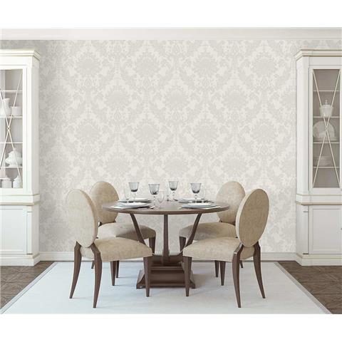 Opus Clara Damask Heavyweight Italian Vinyl Wallpaper 36440 Dove