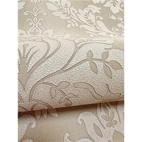 Opus Clara Damask Heavyweight Italian Vinyl Wallpaper 36441 Beige