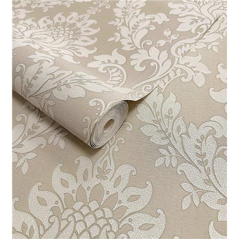 Opus Clara Damask Heavyweight Italian Vinyl Wallpaper 36441 Beige