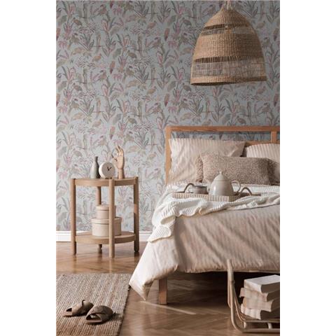 Turnowsky Jungle Floral Wallpaper 38898-1 Grey/Red