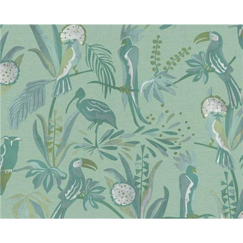 Turnowsky Jungle Floral Wallpaper 38898-2 Green/White