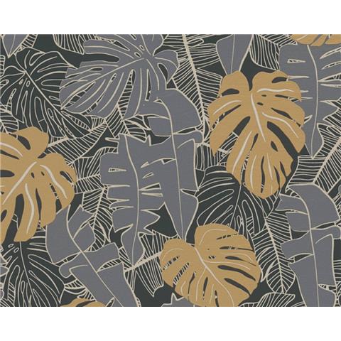 Turnowsky Banana Palm Wallpaper 38905-1 Black/Tobacco