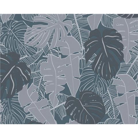 Turnowsky Banana Palm Wallpaper 38905-2 Grey/Silver
