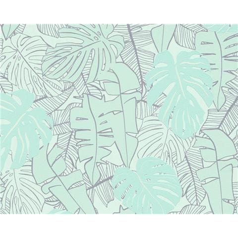 Turnowsky Banana Palm Wallpaper 38905-4 Peppermint/Silver