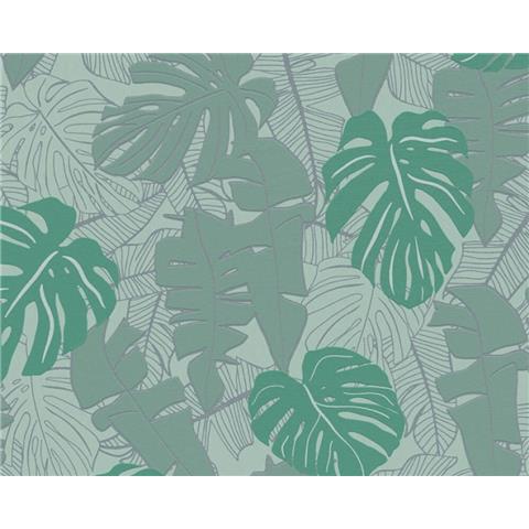 Turnowsky Banana Palm Wallpaper 38905-5 Green/Silver