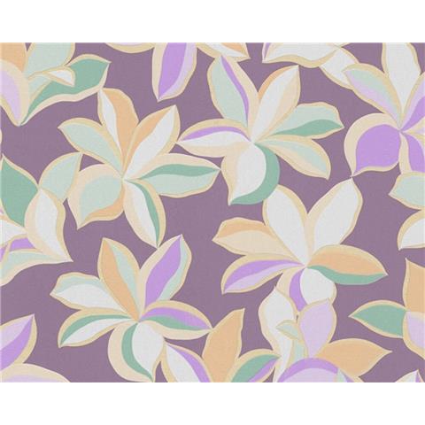 Turnowsky Retro Floral Wallpaper 38908-2 Purple/Gold