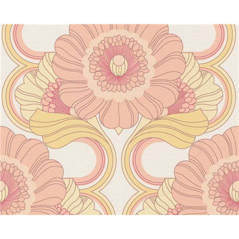 AS CREATIONS RETRO CHIC Floral WALLPAPER 395305 Cream/Pink